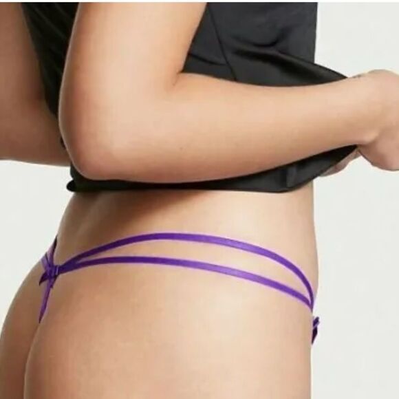Victorias Secret Very Sexy Starstruck Mesh V- string thong panty Bright Violet M - Picture 4 of 8